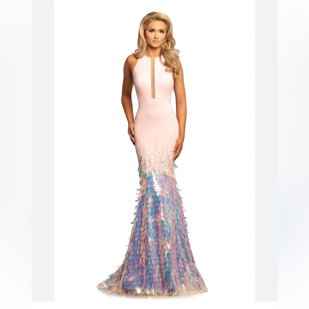 Prom/formal dress- Light pink sparkly long formal dress Johnathan Kayra.